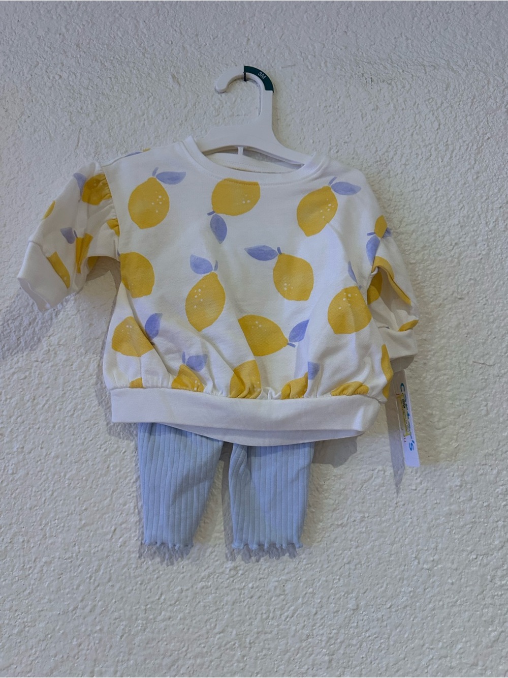 Carter's White Lemon Print Top with Yellow and Light Blue Leggings
